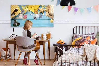 Magnetic marker board with beach accessories design