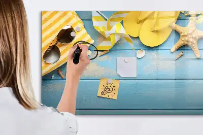 Magnetic marker board with beach accessories design