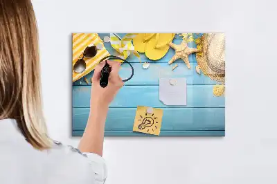 Magnetic marker board with beach accessories design