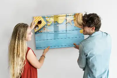 Magnetic marker board with beach accessories design