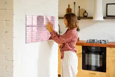 Magnetic glass dry erase board brick wall design