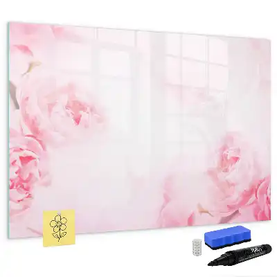 Magnetic glass dry erase board blooming flowers design