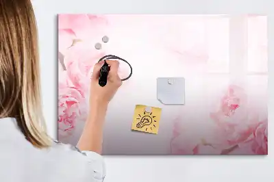 Magnetic glass dry erase board blooming flowers design