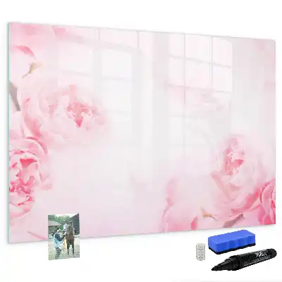 Magnetic glass dry erase board blooming flowers design