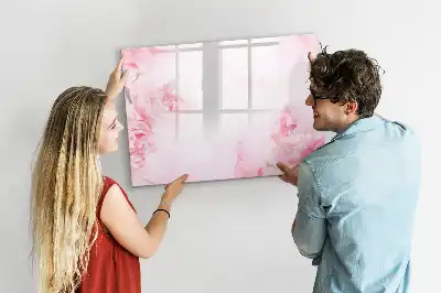 Magnetic glass dry erase board blooming flowers design