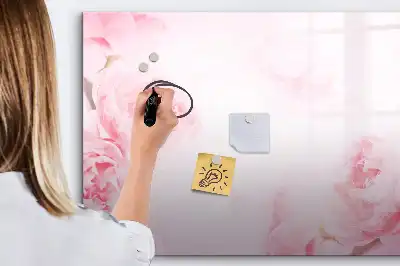Magnetic glass dry erase board blooming flowers design