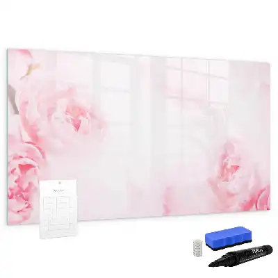 Magnetic glass dry erase board blooming flowers design