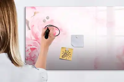 Magnetic glass dry erase board blooming flowers design