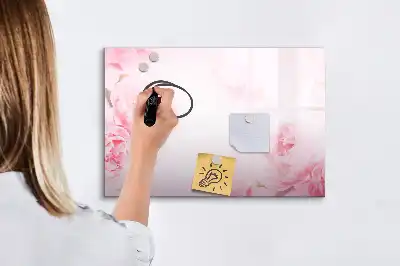 Magnetic glass dry erase board blooming flowers design