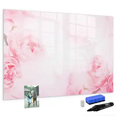 Magnetic glass dry erase board blooming flowers design