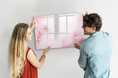 Magnetic glass dry erase board blooming flowers design