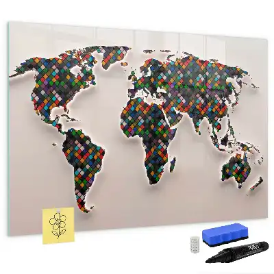 Magnetic marker board abstract world map design