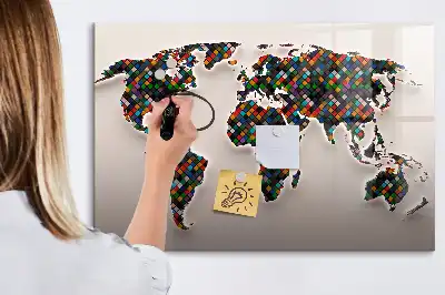 Magnetic marker board abstract world map design