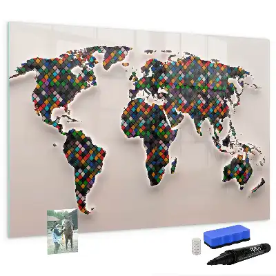 Magnetic marker board abstract world map design