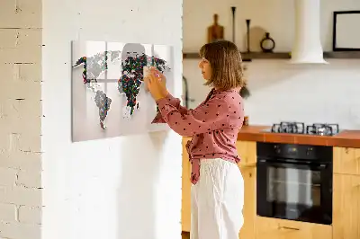Magnetic marker board abstract world map design