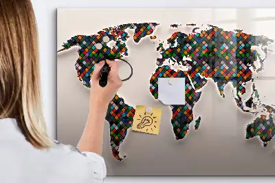 Magnetic marker board abstract world map design