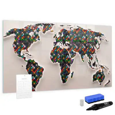 Magnetic marker board abstract world map design