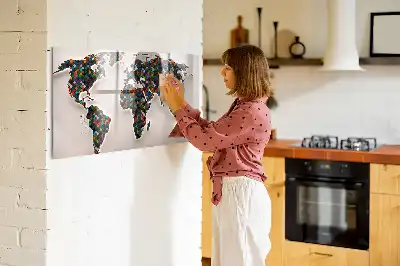 Magnetic marker board abstract world map design