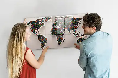 Magnetic marker board abstract world map design