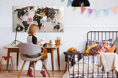 Magnetic marker board abstract world map design