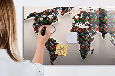 Magnetic marker board abstract world map design