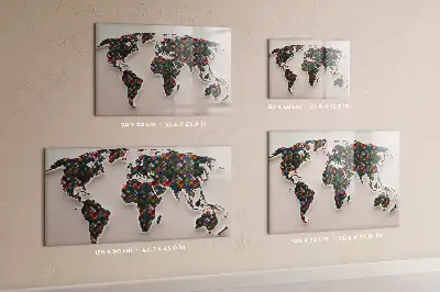 Magnetic marker board abstract world map design