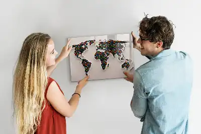 Magnetic marker board abstract world map design