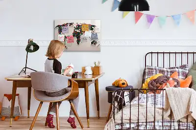 Magnetic marker board abstract world map design