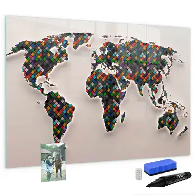 Magnetic marker board abstract world map design