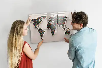 Magnetic marker board abstract world map design
