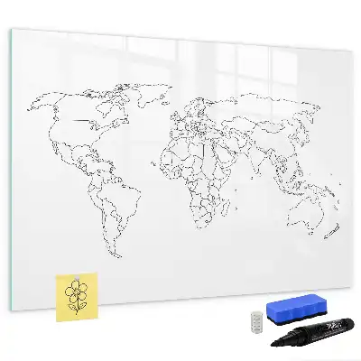 Magnetic world map marker board outline design