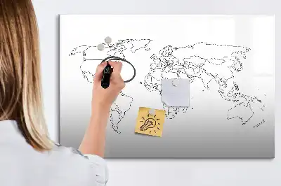 Magnetic world map marker board outline design