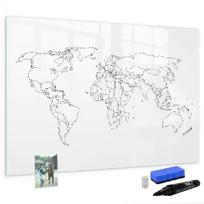 Magnetic world map marker board outline design