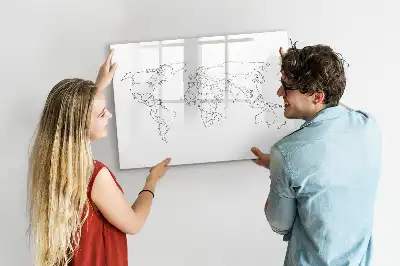 Magnetic world map marker board outline design