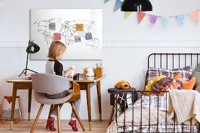 Magnetic world map marker board outline design