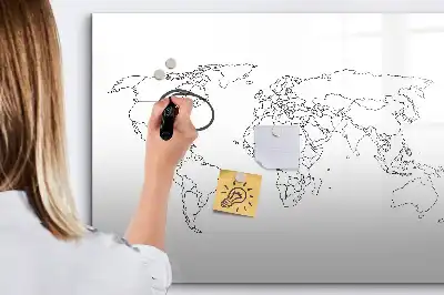 Magnetic world map marker board outline design