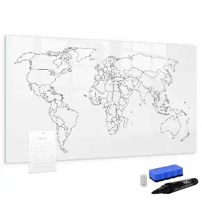 Magnetic world map marker board outline design