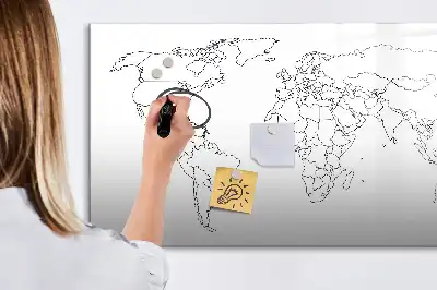 Magnetic world map marker board outline design