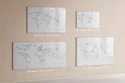 Magnetic world map marker board outline design