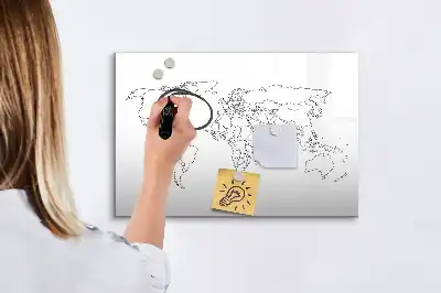 Magnetic world map marker board outline design