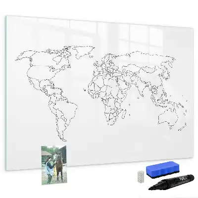 Magnetic world map marker board outline design