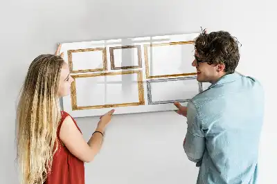 Magnetic glass dry erase board with gold frame