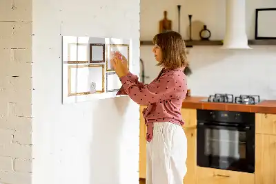 Magnetic glass dry erase board with gold frame