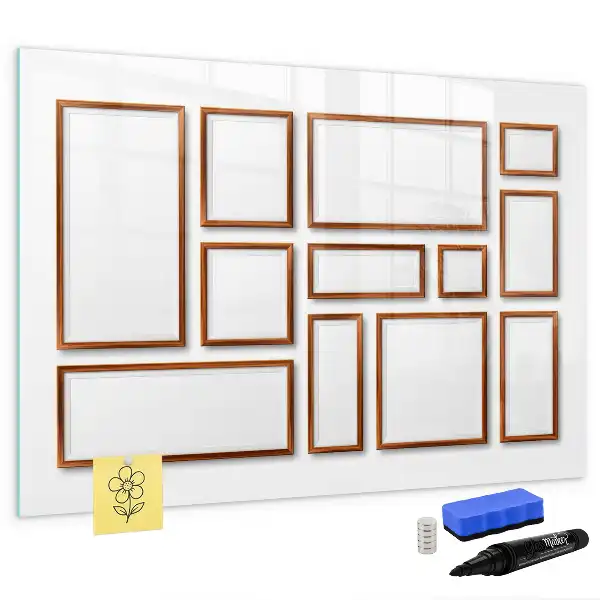 Magnetic marker board with a wooden frame