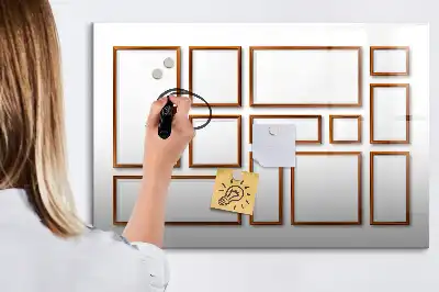 Magnetic marker board with a wooden frame