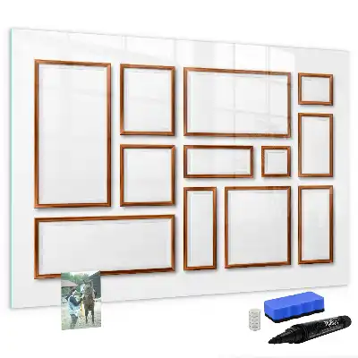 Magnetic marker board with a wooden frame