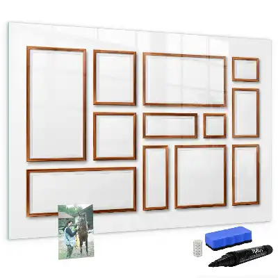 Magnetic marker board with a wooden frame