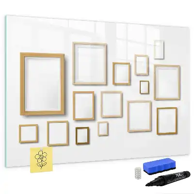 Magnetic glass dry erase board with wooden frames