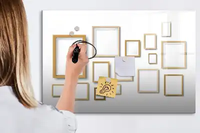 Magnetic glass dry erase board with wooden frames