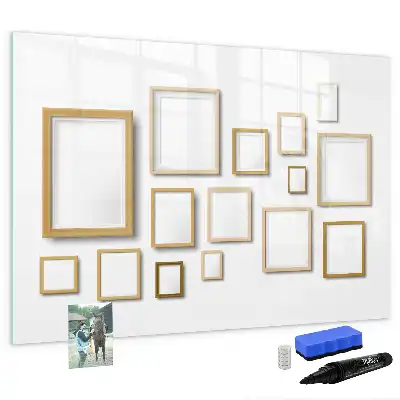 Magnetic glass dry erase board with wooden frames